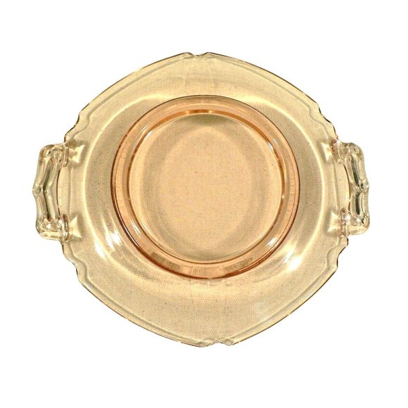 Snack Tray Serving Dish Double Handle Transparent Light Pink Glass Small Vintage - Picture 6 of 8